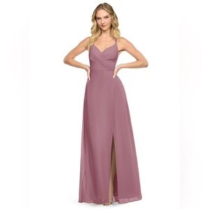 Vintage Mauve A-Line V-Neck Chiffon Dress